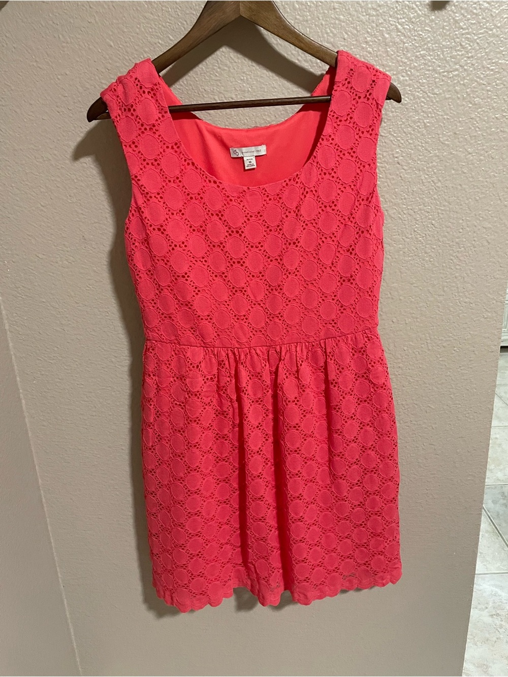 Dress Barn Coral Eyelet Sleeveless Casual Dress